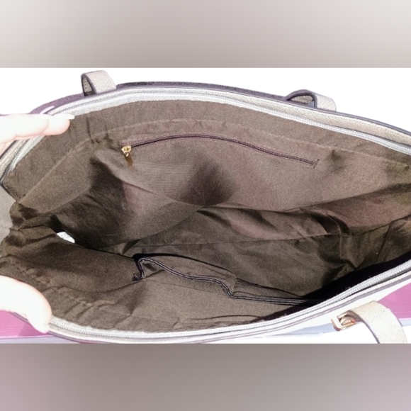 Elim & Paul Off-White Cream Gray Neutral Canvas Tote Bag - Picture 5 of 10